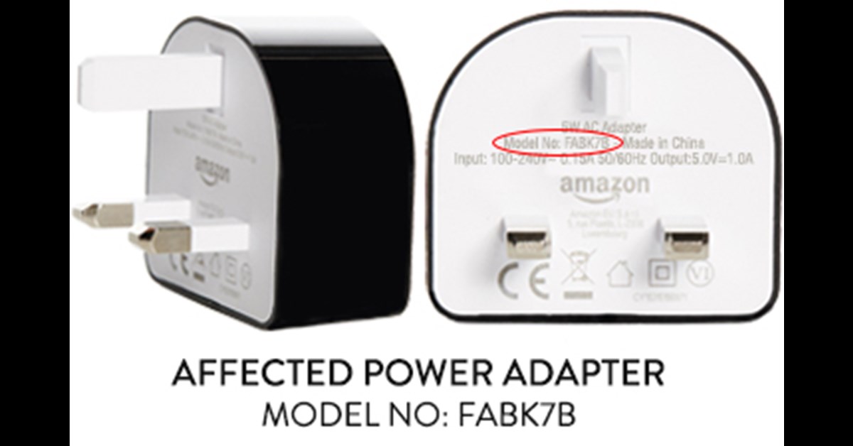 Amazon Fire Tablet Power Adaptor Updated Sept 16 Recall Electrical