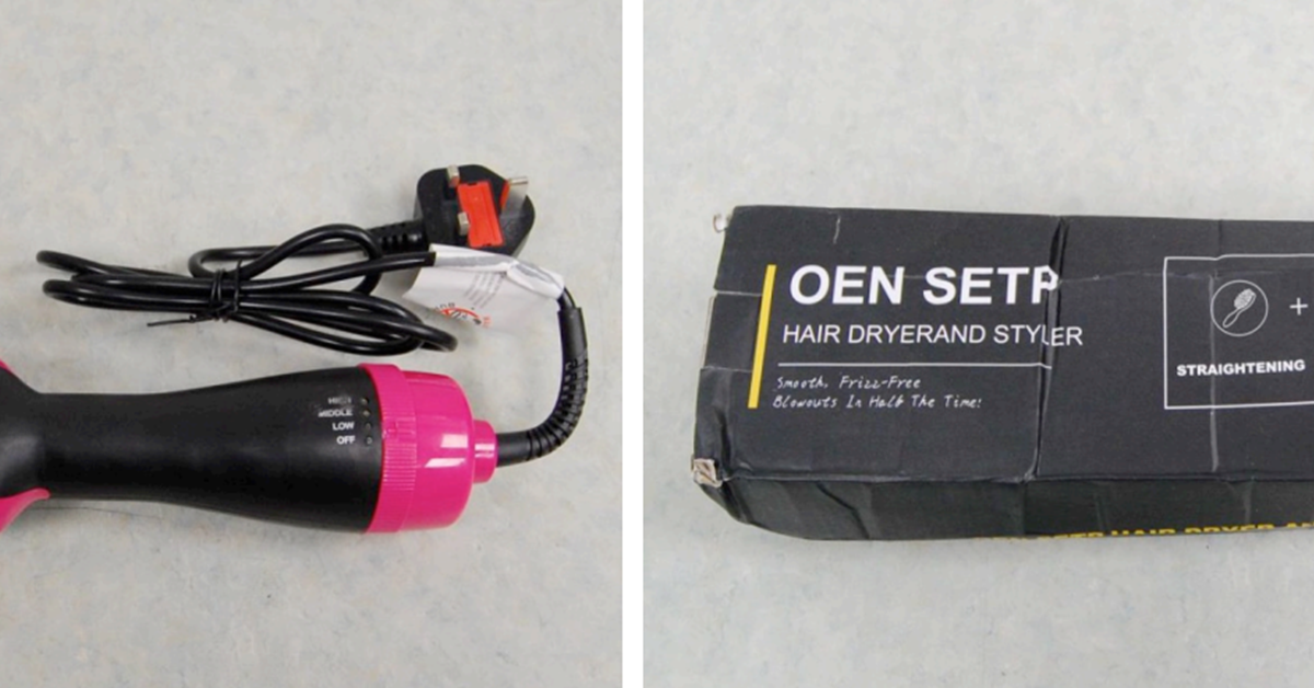Oen Setp Hot Air Hair Dryer brush and styler sold via Amazon Recall