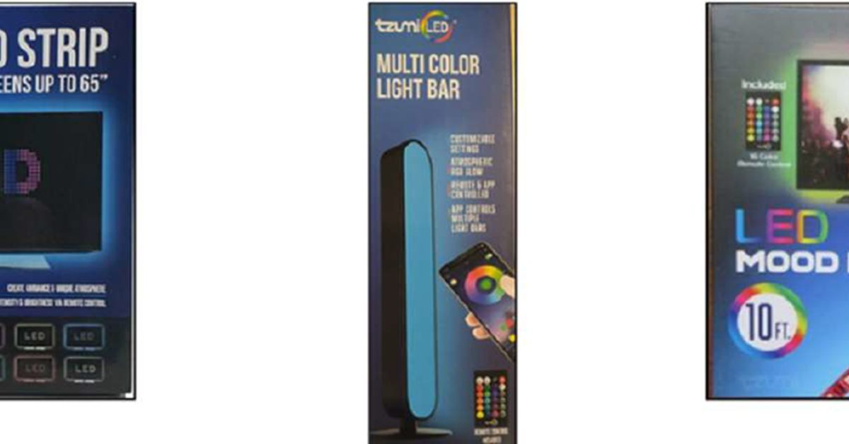Tzumi LED Strip / Multi Colour Light Bar Products Recall Electrical